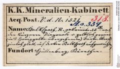 Etiketten zu Calcit (NHMW-MIN-As339)